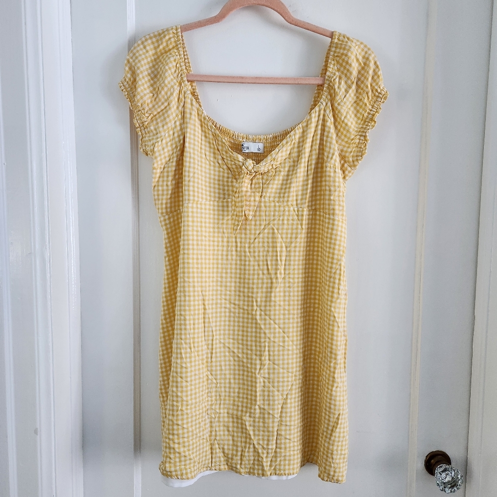 Yellow Gingham Mini Summer Dress From Hollister